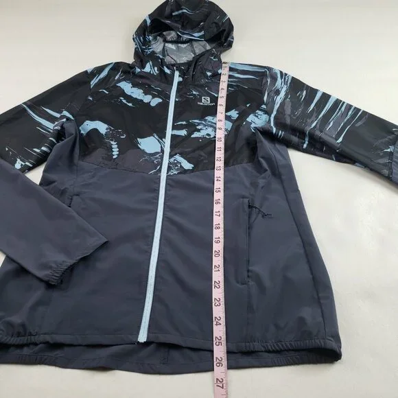 Salomon Agile Hooded Windbreaker Jacket Womens Medium Gray Active Full Zip Run - Picture 12 of 12